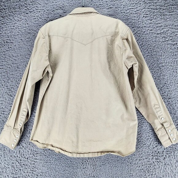 Wrangler Shirt Mens Large Tan Long Sleeve Pearl Snap Brushpopper Western *Read* - Picture 6 of 10